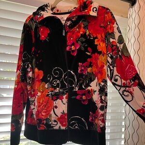 Black Velour Bling  Zip Up Hoodie Jacket - Paris
Hilton Ed Hardy Y2K Style XL